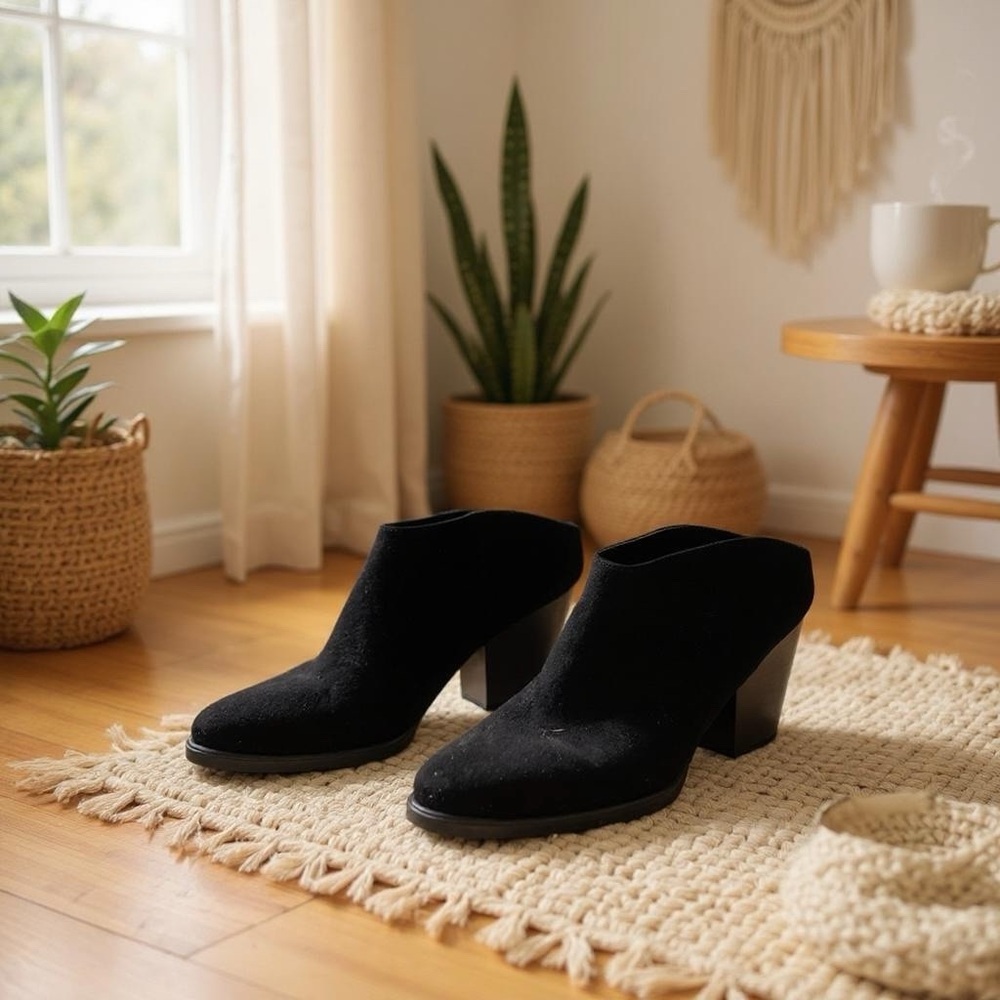 🎬Brash black suede booties size 7.5